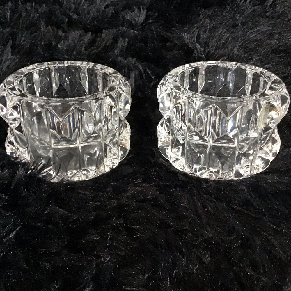 Mikasa Round Diamond Cut Crystal Votive Candle Holders 2.75"Dia x 2"H Set Of 2
